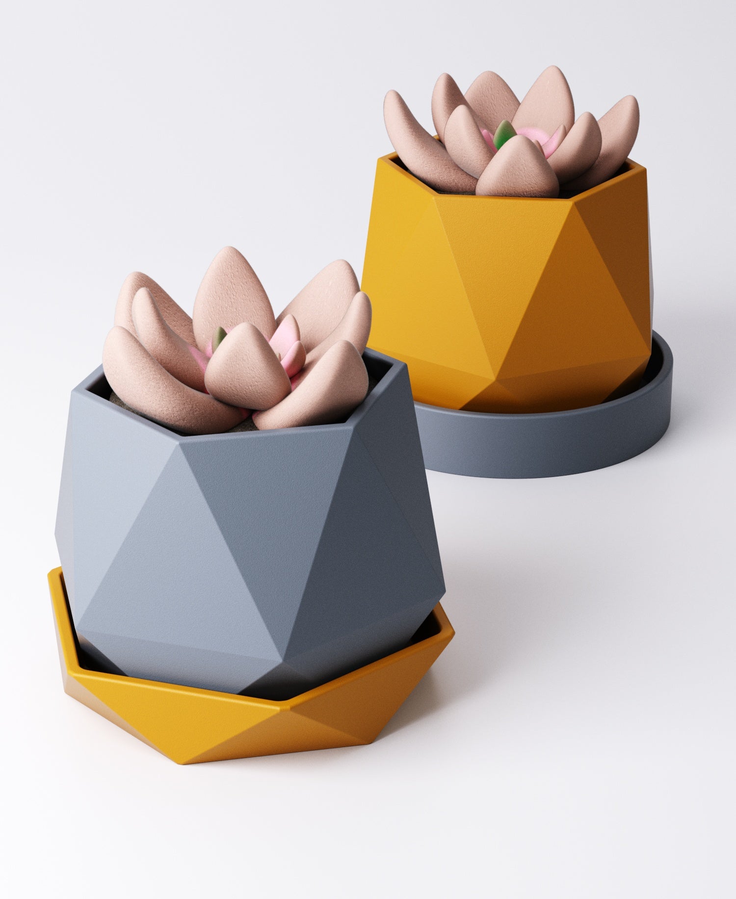 Geometric Planter with Drip Tray