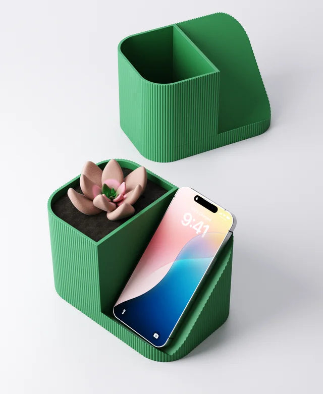 Phone Holder + Planter with Drip Tray