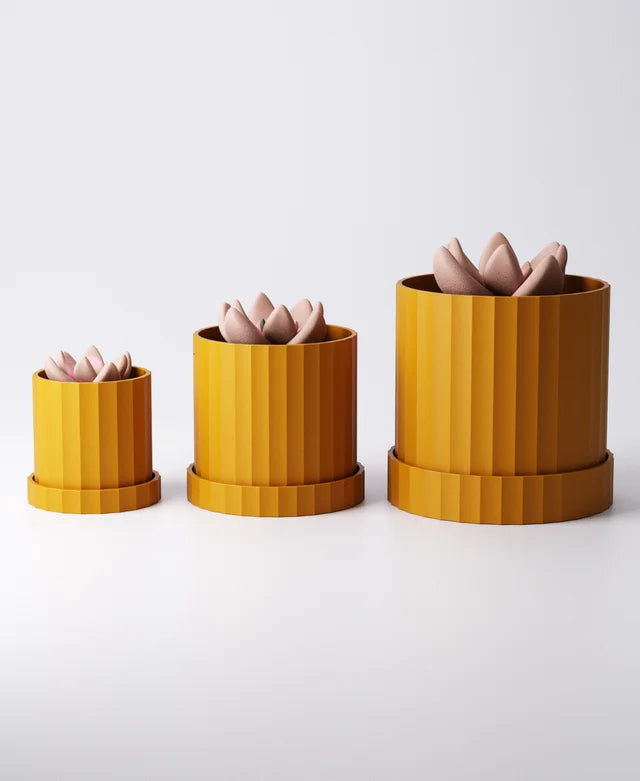 Scalloped Planter with Drip Tray 3 Sizes Included